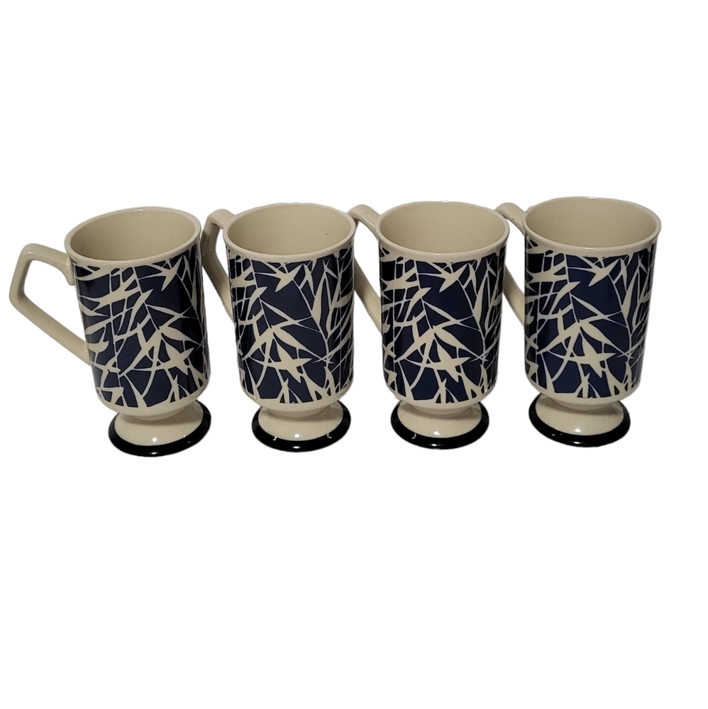 Vintage GHC Mid Century Modern Ceramic Mug with Bamboo Leaf and Pedestal Base